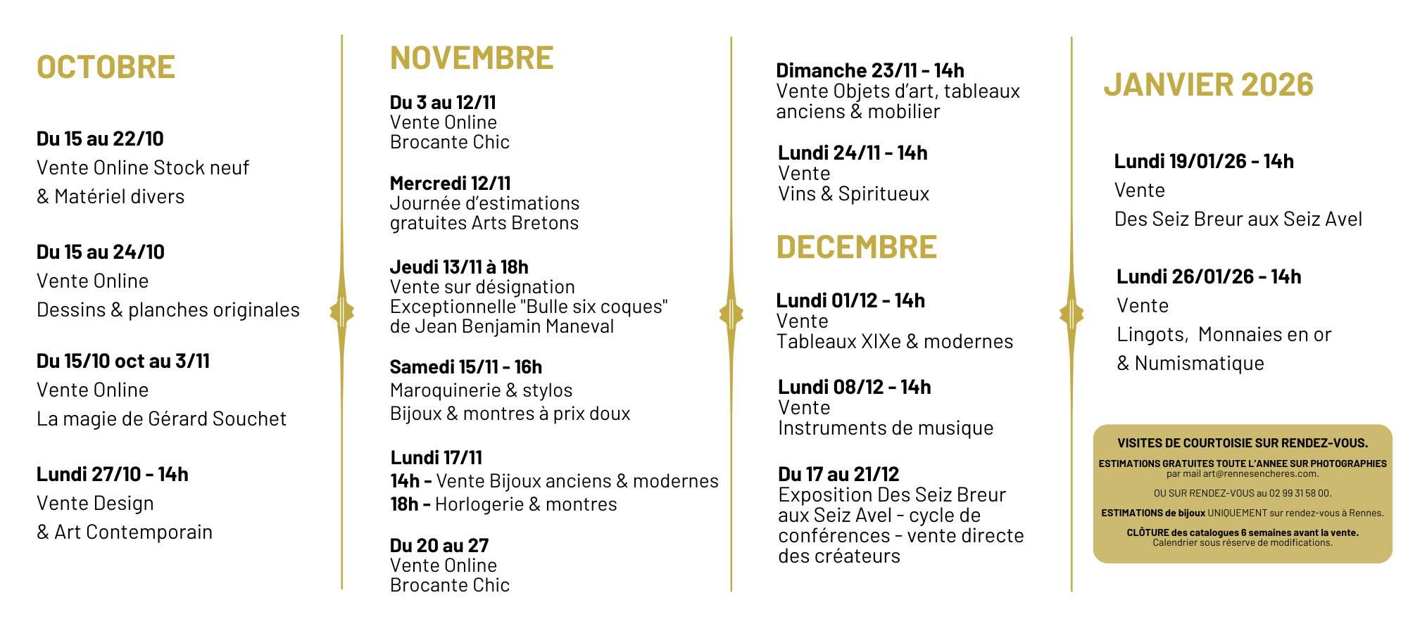 Programme des ventes